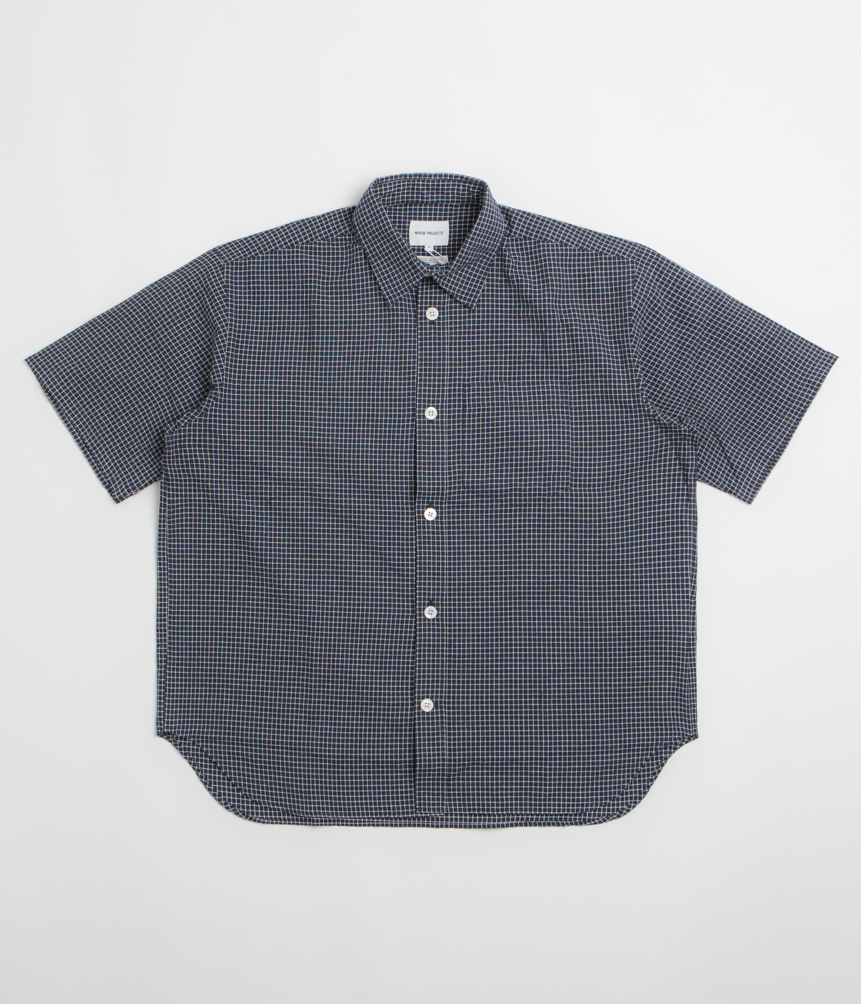 Norse Projects Espevik Short Sleeve Shirt - Dark Navy Check
