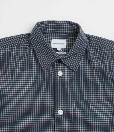 Norse Projects Espevik Short Sleeve Shirt - Dark Navy Check