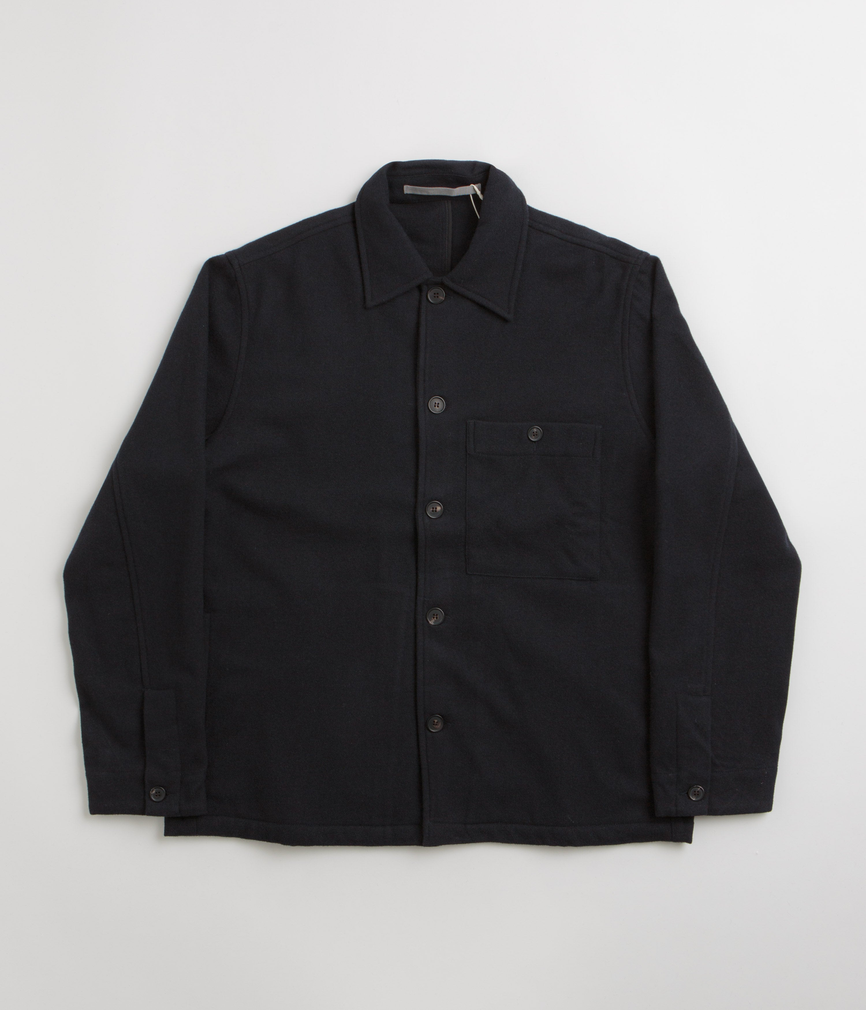 Norse Projects Folke Wool Overshirt in Dark Navy