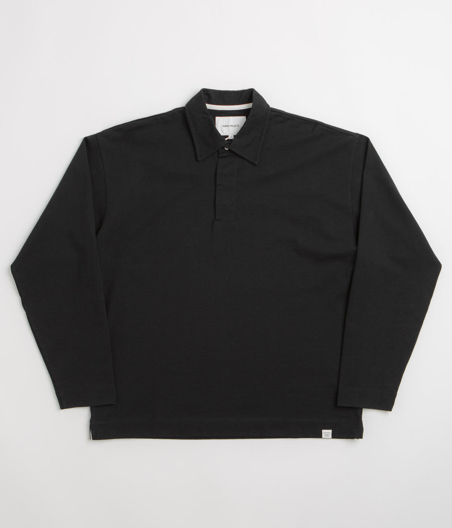 Norse Projects Isefjord Long Sleeve Polo Shirt - Black