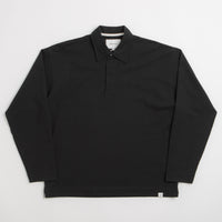 Norse Projects Isefjord Long Sleeve Polo Shirt in Black thumbnail