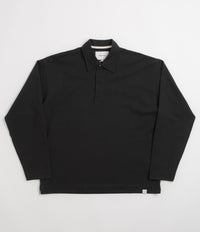 Norse Projects Isefjord Long Sleeve Polo Shirt in Black
