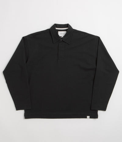 Norse Projects Isefjord Long Sleeve Polo Shirt in Black