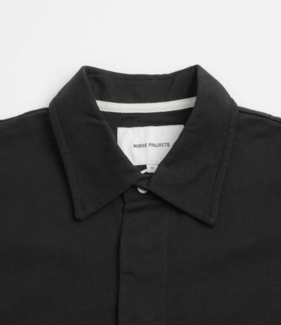 Norse Projects Isefjord Long Sleeve Polo Shirt in Black