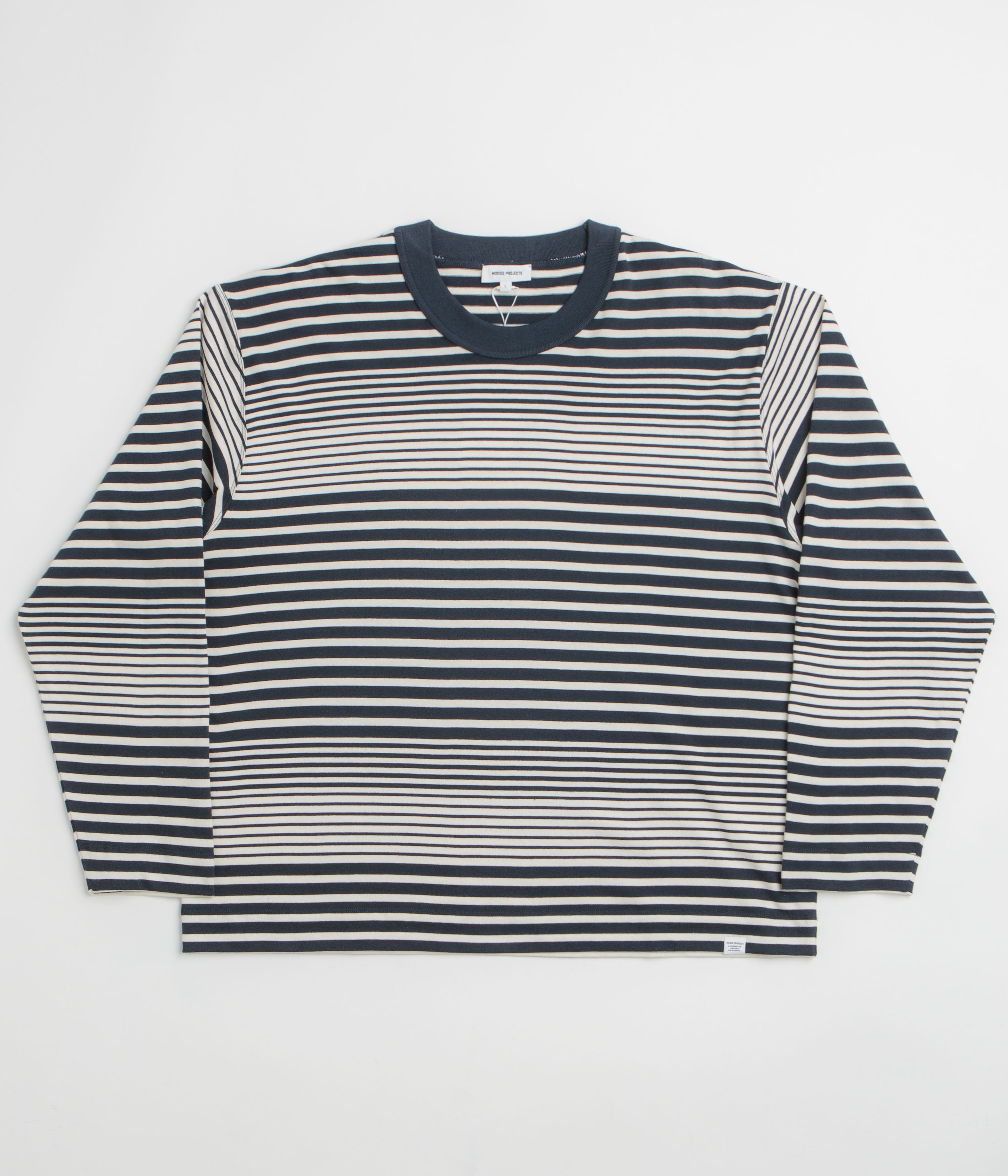 Norse Projects Isefjord Multi Stripe Heavy Long Sleeve T-Shirt - Dark Navy