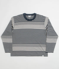 Norse Projects Isefjord Multi Stripe Heavy Long Sleeve T-Shirt in Dark Navy