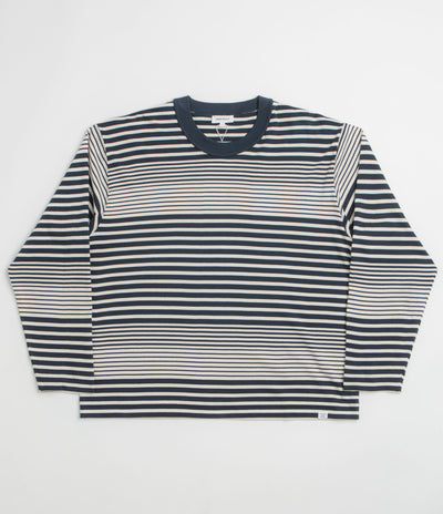 Norse Projects Isefjord Multi Stripe Heavy Long Sleeve T-Shirt in Dark Navy