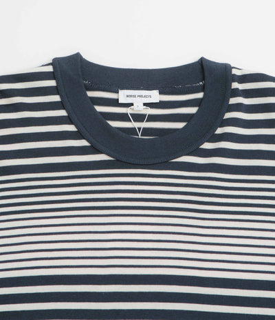 Norse Projects Isefjord Multi Stripe Heavy Long Sleeve T-Shirt in Dark Navy