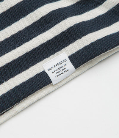 Norse Projects Isefjord Multi Stripe Heavy Long Sleeve T-Shirt in Dark Navy