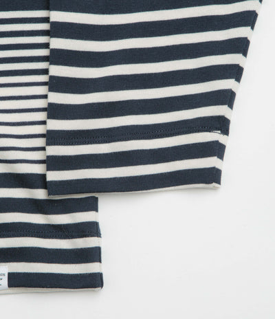 Norse Projects Isefjord Multi Stripe Heavy Long Sleeve T-Shirt in Dark Navy