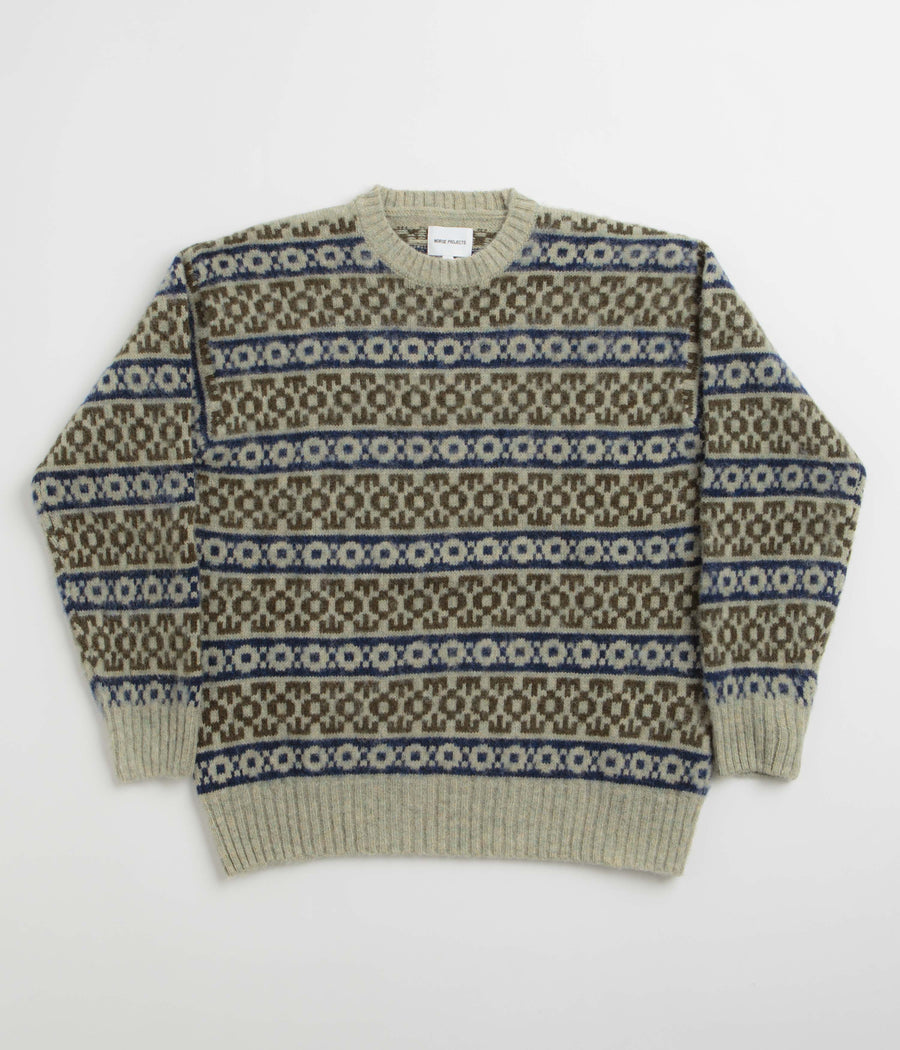 Norse Projects Jonas Scottish Lambswool Fair Isle Sweatshirt in Elm