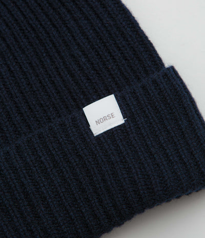 Norse Projects Merino Lambswool Beanie in Dark Navy