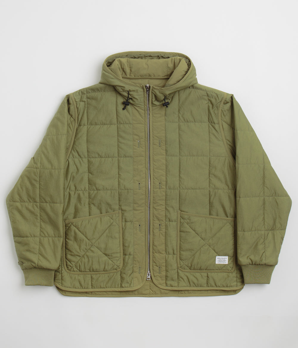 Norse Projects Military Hooded Liner Jacket in Moss Green
