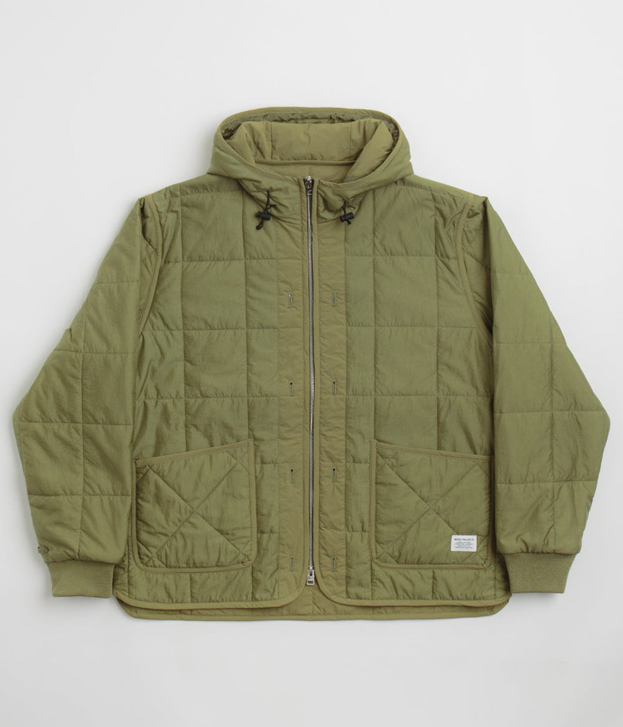 Norse Projects Military Hooded Liner Jacket in Moss Green