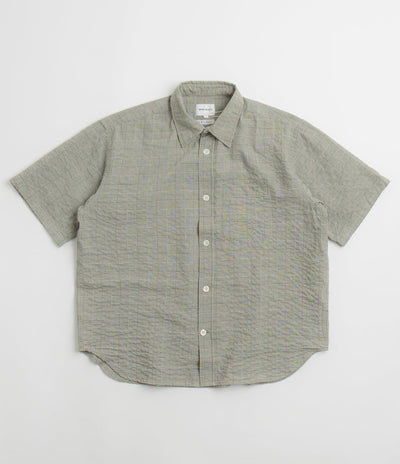 Norse Projects Ole Oversized Check Short Sleeve Shirt in Moss Green