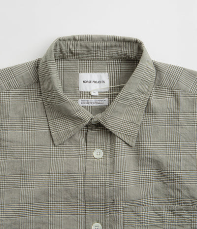 Norse Projects Ole Oversized Check Short Sleeve Shirt in Moss Green