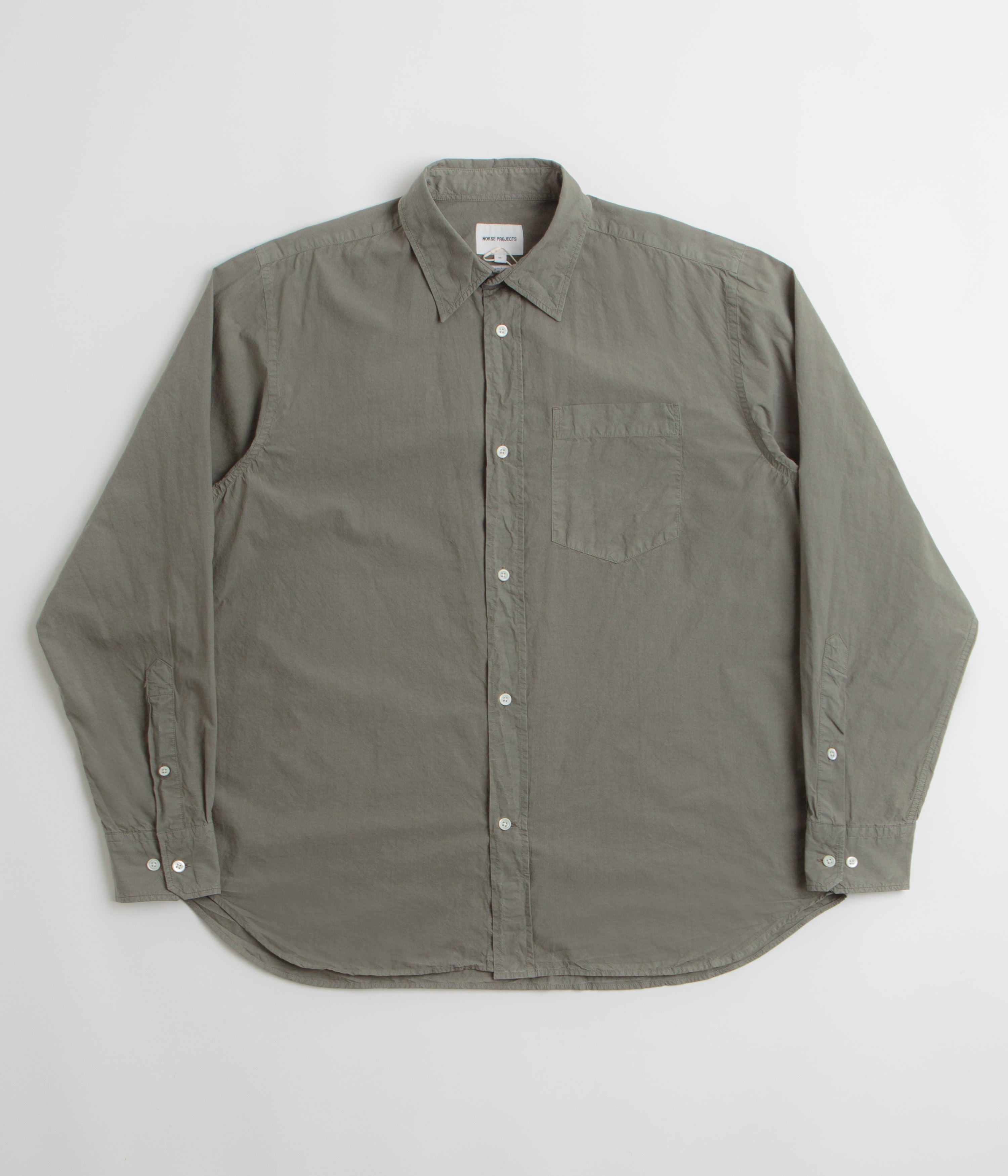 Norse Projects Ole Cotton Tencel Shirt in Mid Khaki