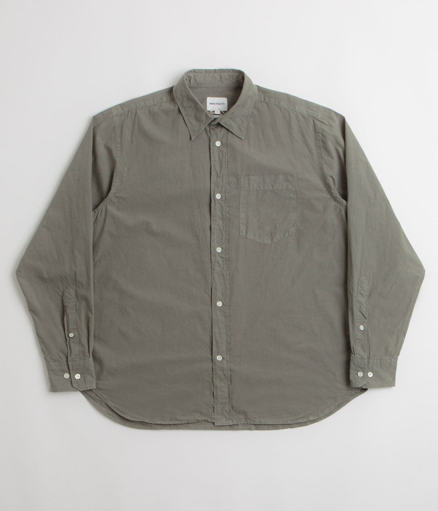Norse Projects Ole Cotton Tencel Shirt in Mid Khaki
