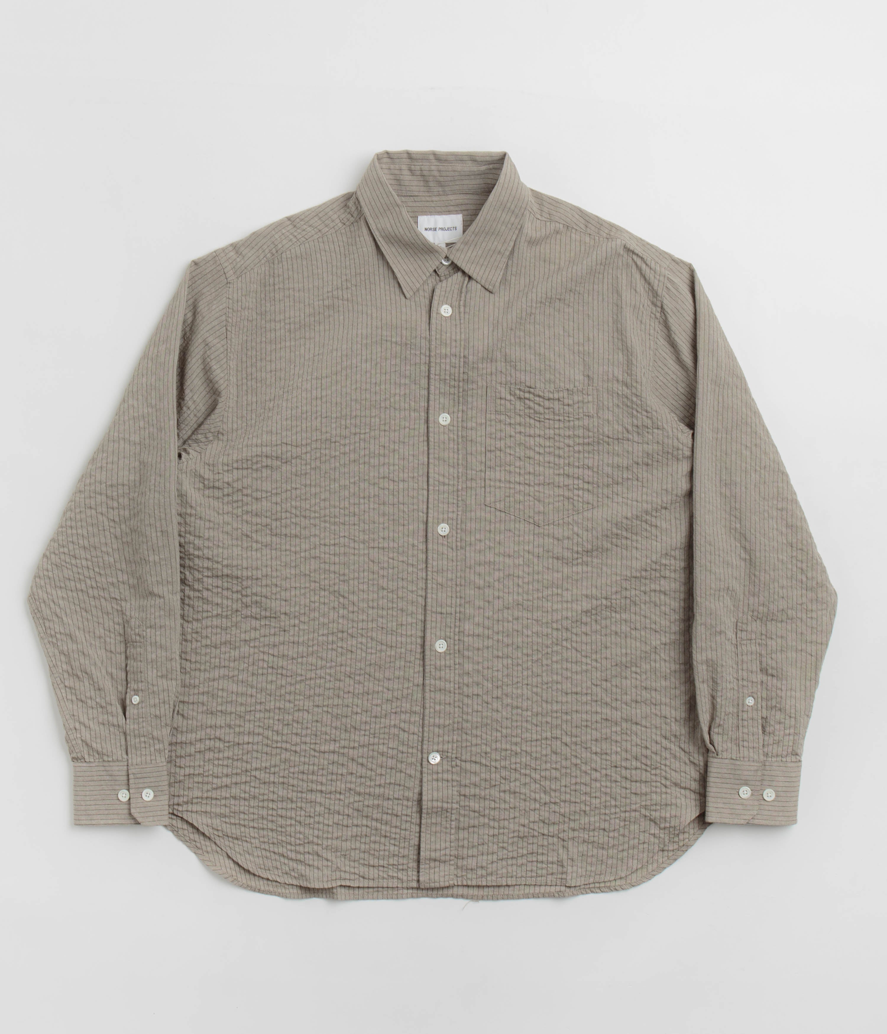 Norse Projects Ole Oversized Striped Shirt in Clay