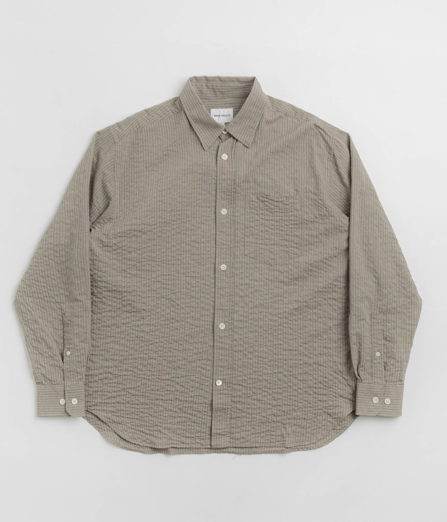 Norse Projects Ole Oversized Striped Shirt in Clay