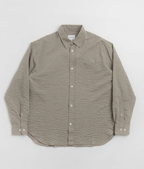 Norse Projects Ole Oversized Striped Shirt - Clay