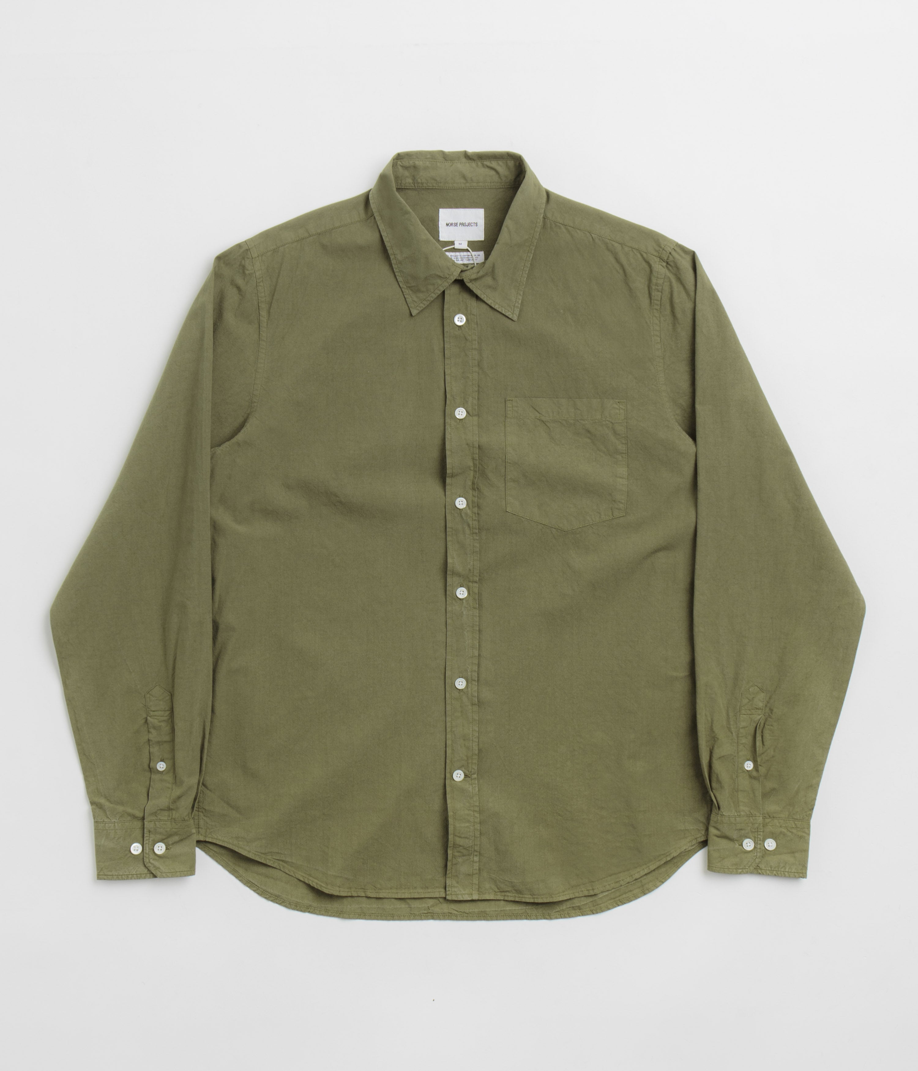 Norse Projects Osvald Cotton Tencel Shirt in Sitka Green