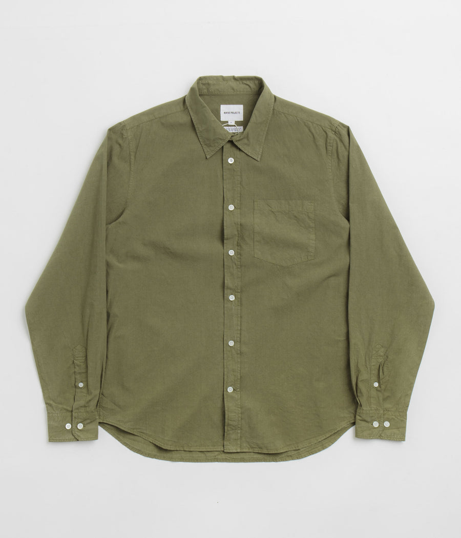 Norse Projects Osvald Cotton Tencel Shirt in Sitka Green