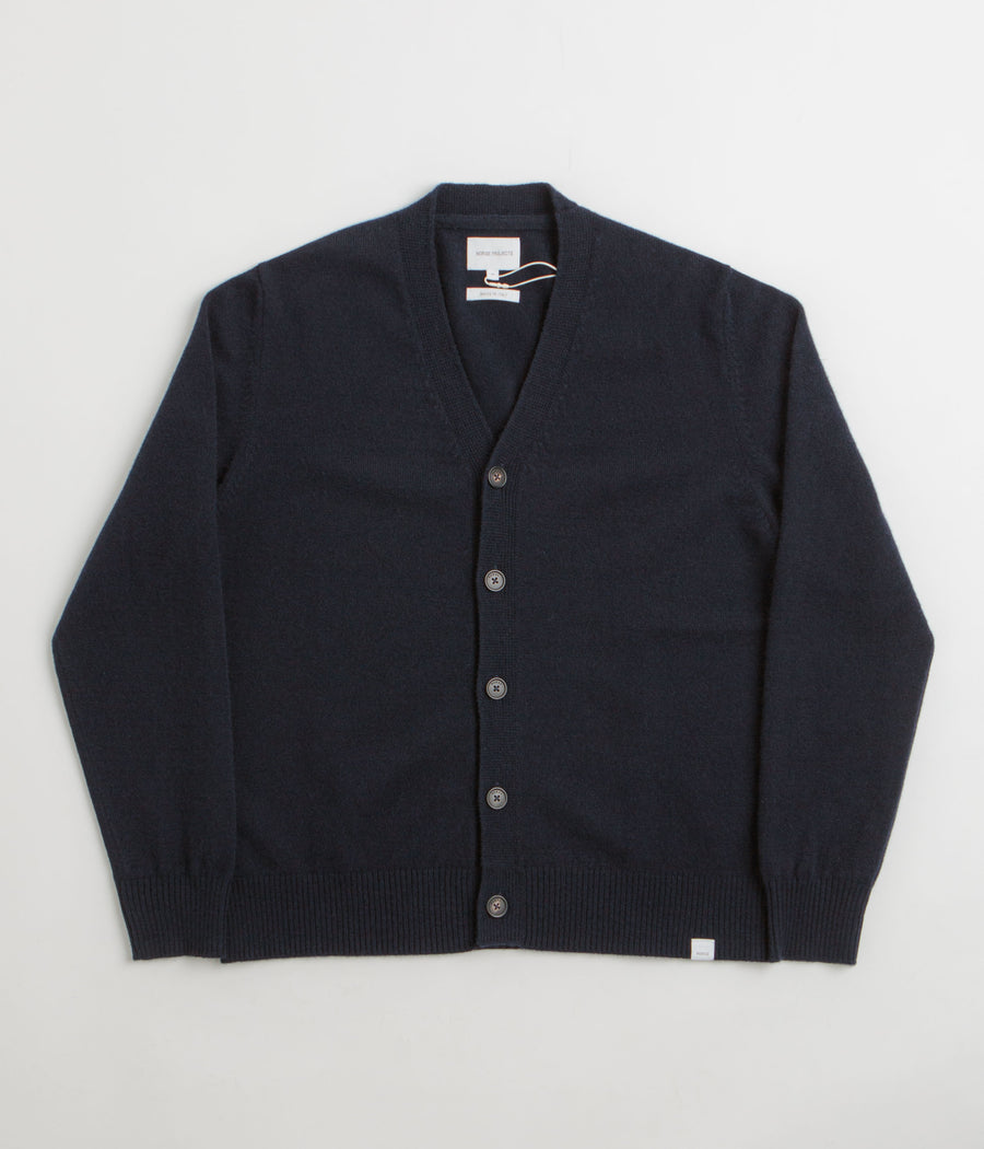 Norse Projects Standard Merino Cardigan in Dark Navy