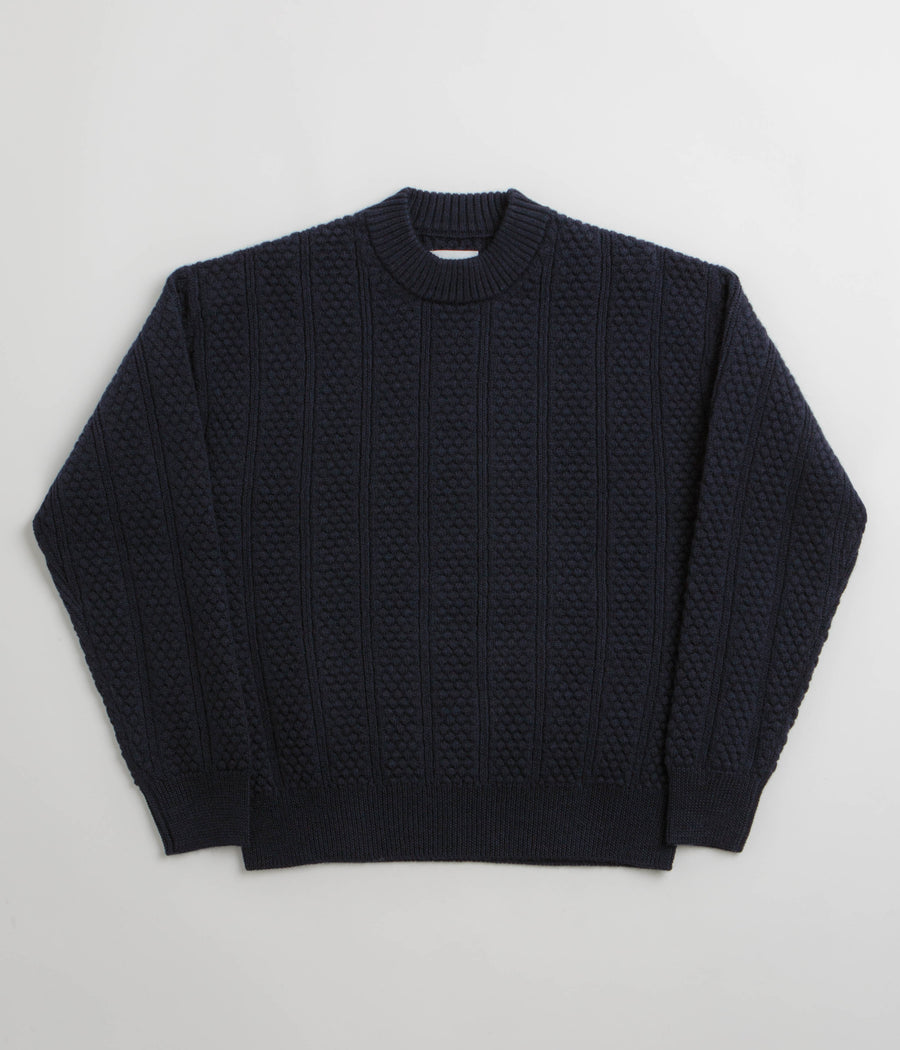 Norse Projects Storm Knit Crewneck Sweatshirt in Dark Navy