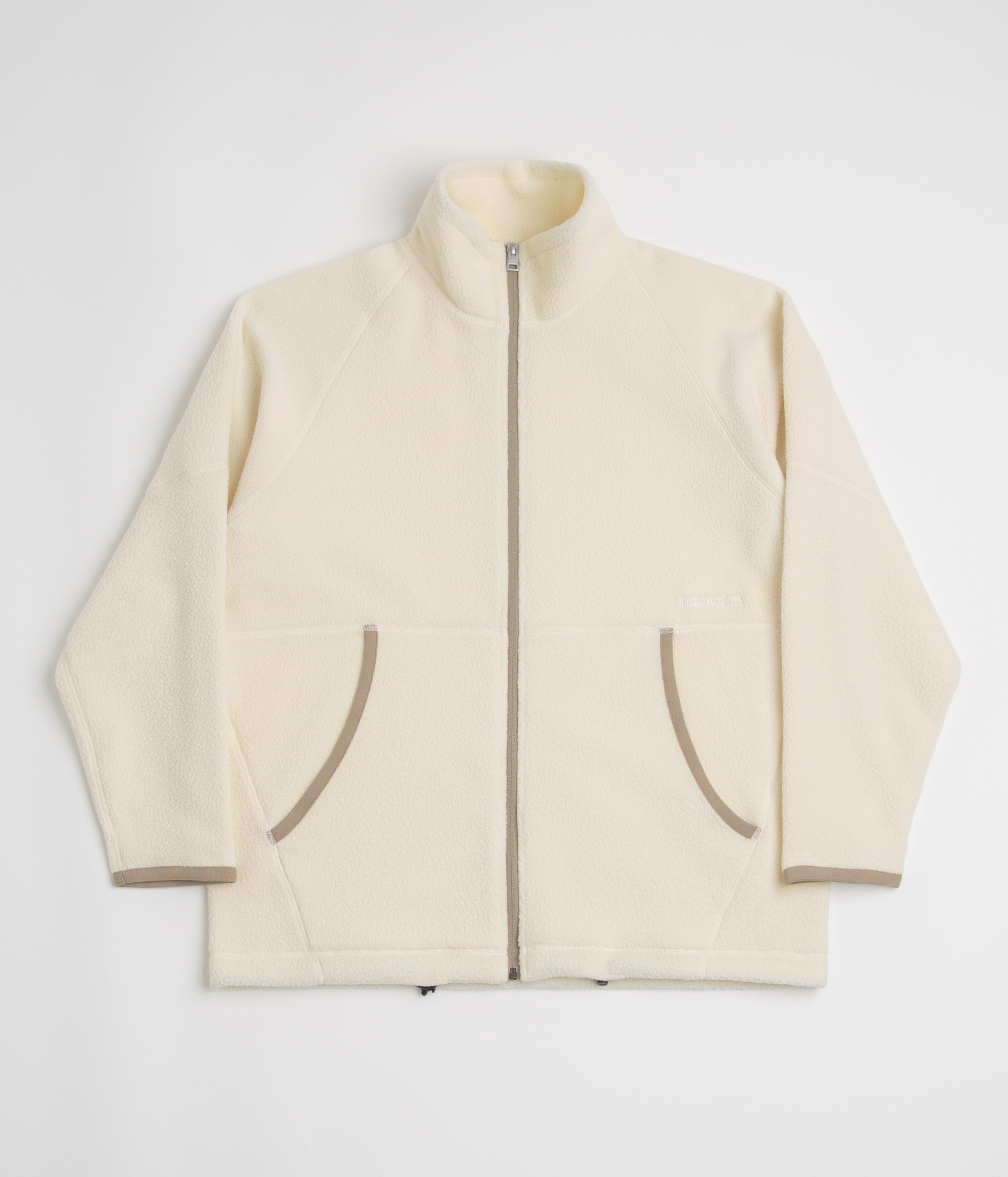 Norse Projects Tycho Pile Fleece Full Zip Jacket in Ecru