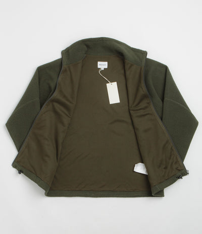 Norse Projects Tycho Pile Fleece Full Zip Jacket in Ivy Green