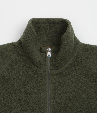 Norse Projects Tycho Pile Fleece Full Zip Jacket in Ivy Green