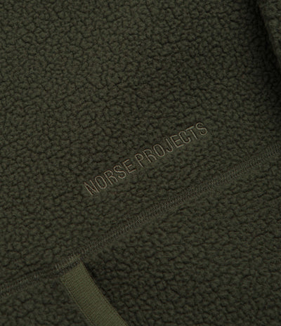 Norse Projects Tycho Pile Fleece Full Zip Jacket in Ivy Green