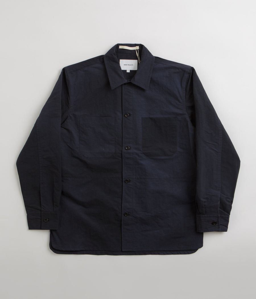 Norse Projects Ulrik Wave Dye Overshirt in Dark Navy