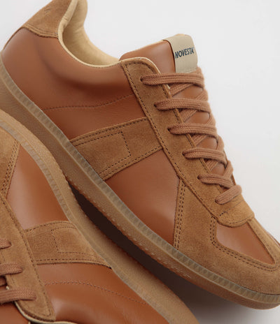 Novesta All Leather German Army Trainer Shoes - Cashew