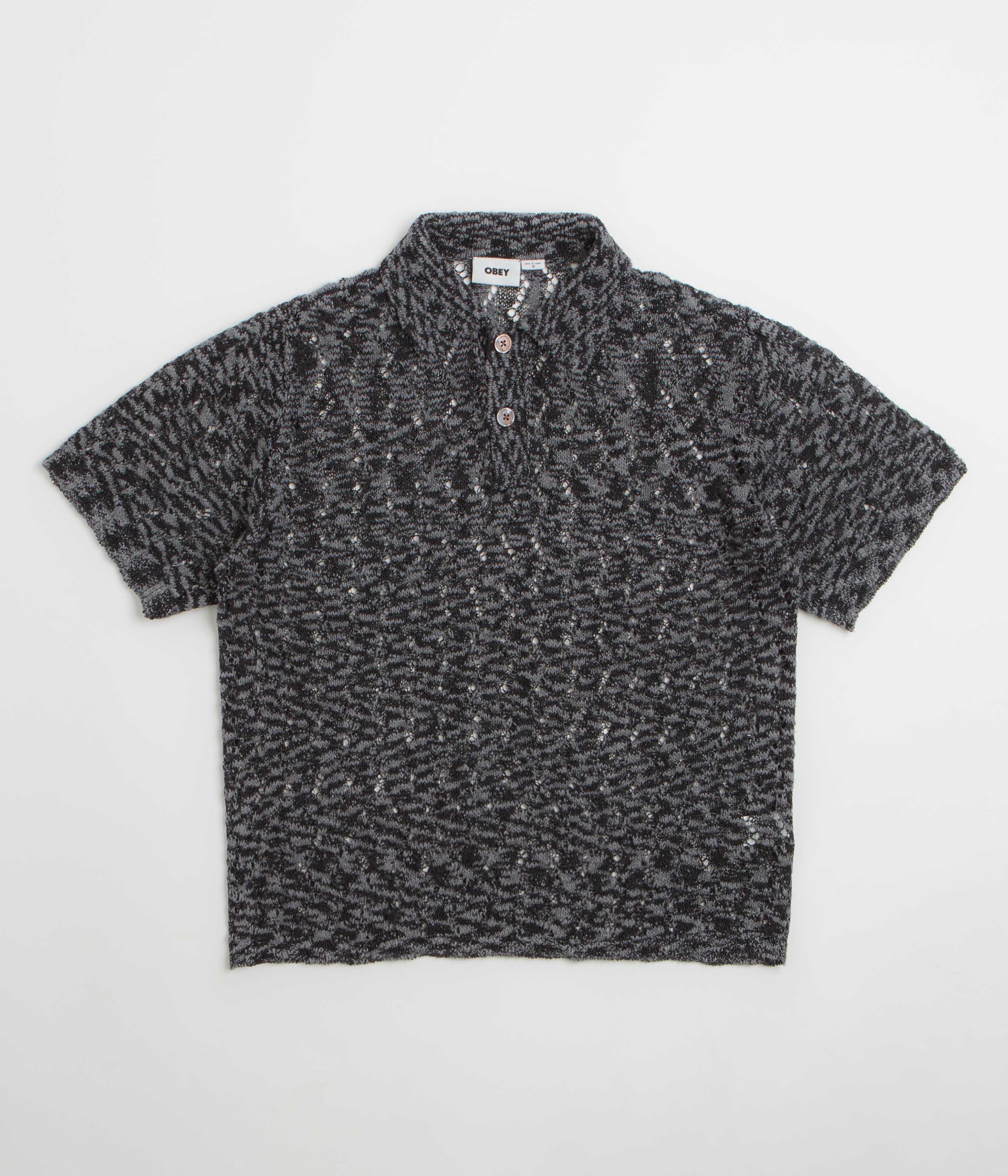 Obey Andre Polo Short Sleeve Sweatshirt in Black