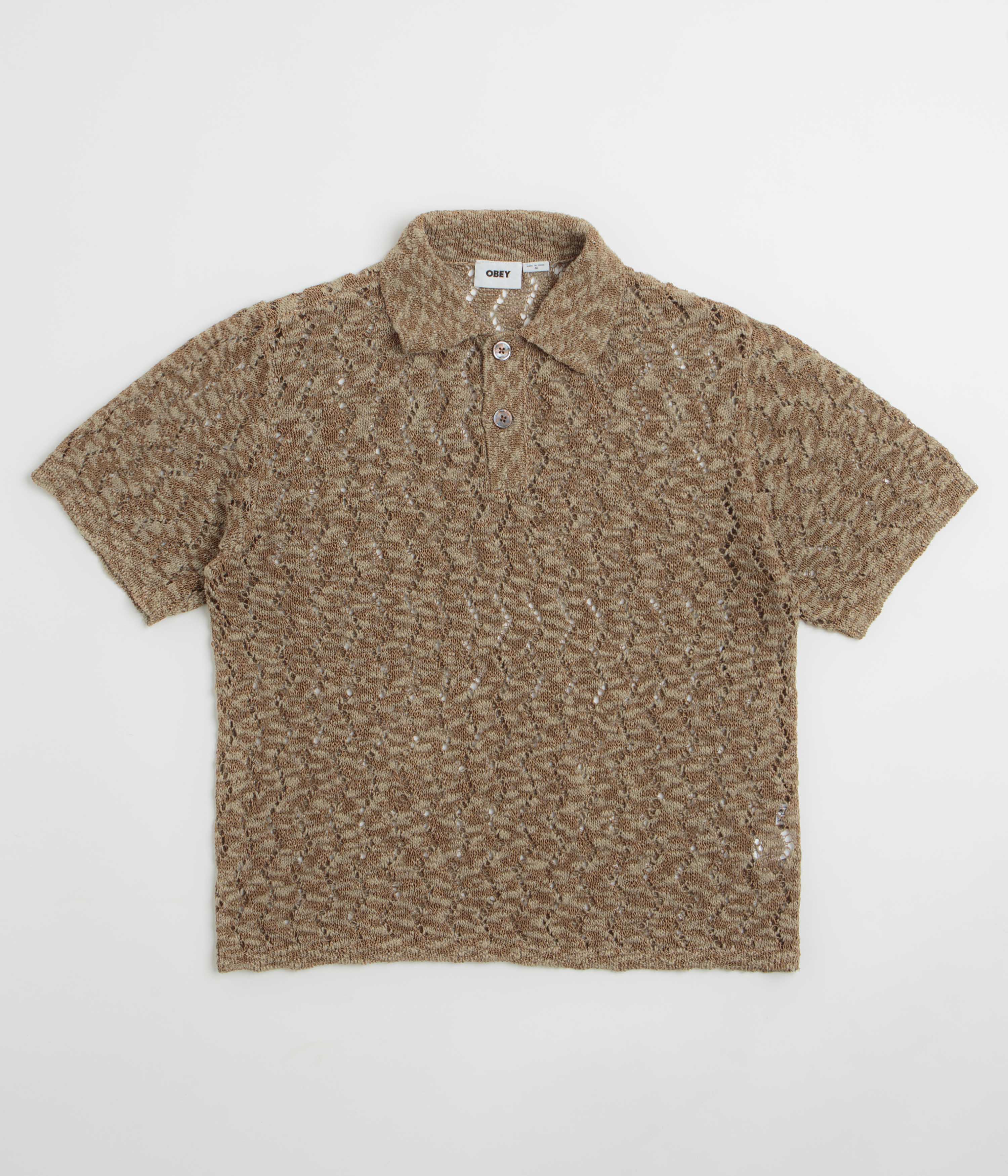 Obey Andre Polo Short Sleeve Sweatshirt in Toffee Brown