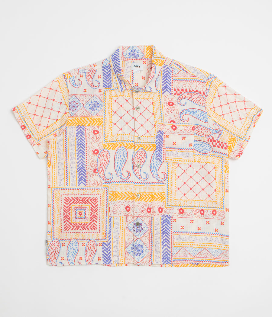 Obey Archie Short Sleeve Shirt in Cream Multi