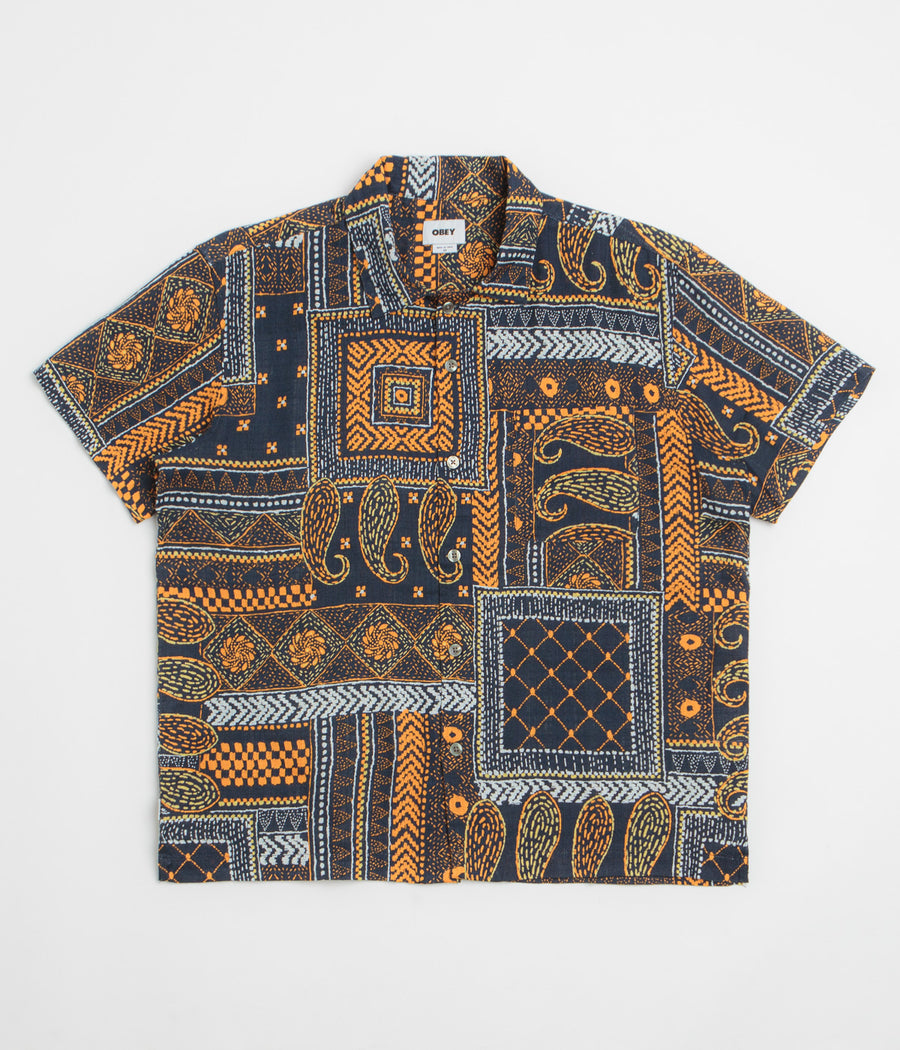 Obey Archie Short Sleeve Shirt in Navy Multi