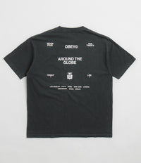 Obey Around The Globe T-Shirt in Pigment True Vintage Black