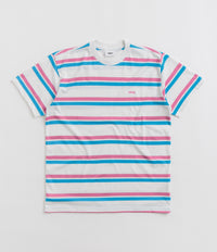 Obey Distance Stripe T-Shirt in White Multi
