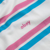 Obey Distance Stripe T-Shirt in White Multi thumbnail