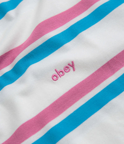 Obey Distance Stripe T-Shirt in White Multi