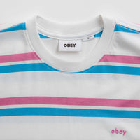 Obey Distance Stripe T-Shirt in White Multi thumbnail