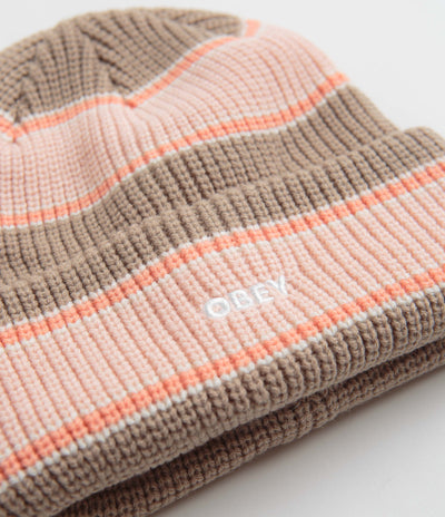 Obey Future Stripe Beanie - Pink Putty