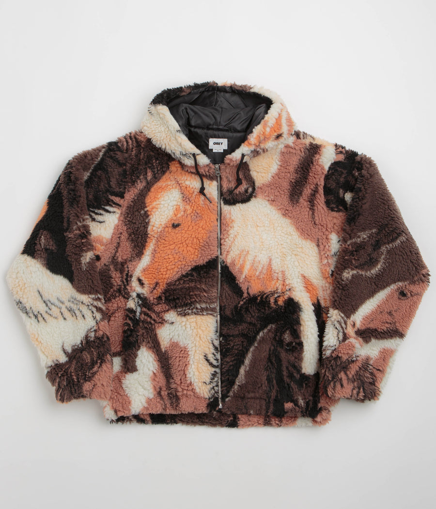 Obey Horses Sherpa Jacket - Brown Multi