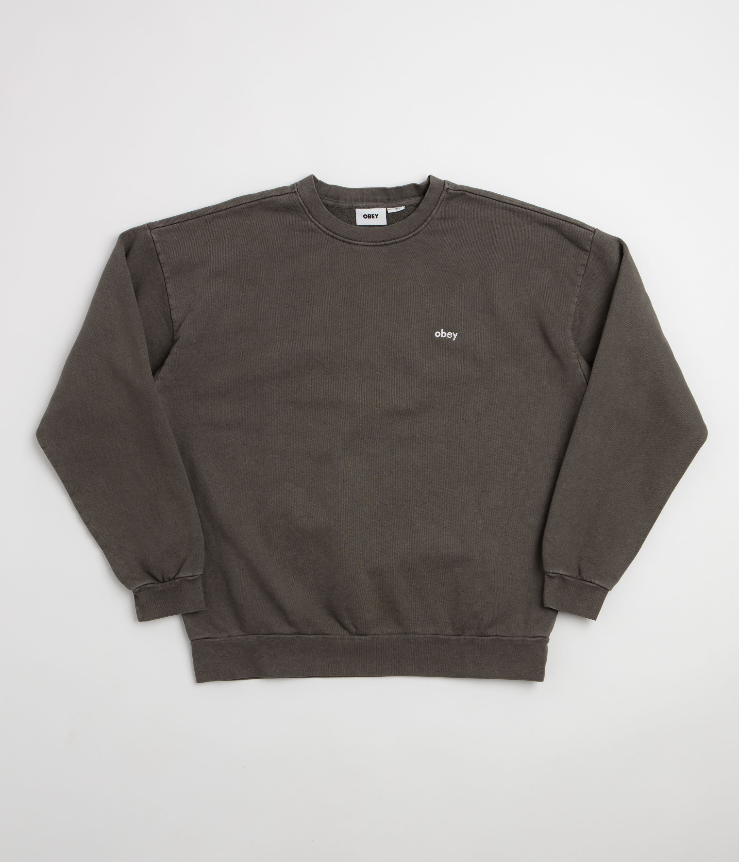Obey Lowercase Crewneck Sweatshirt in Pigment Black Olive