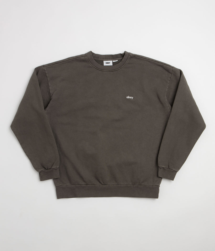 Obey Lowercase Crewneck Sweatshirt in Pigment Black Olive