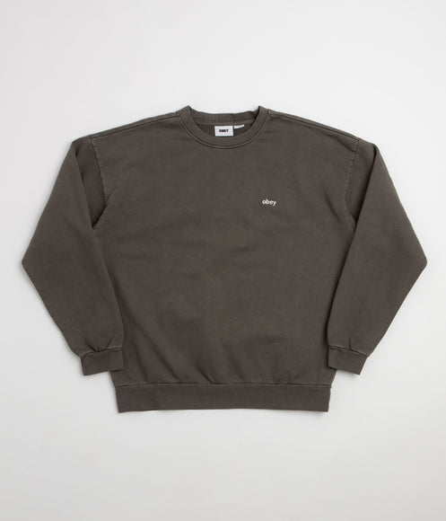 Obey Lowercase Crewneck Sweatshirt - Pigment Black Olive