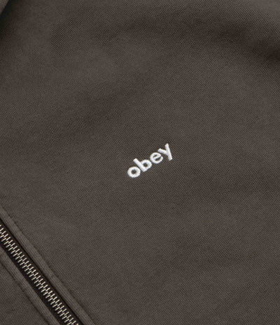 Obey Lowercase Zip Up Hoodie - Pigment Black Olive